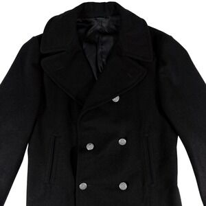Vintage 1978 US Navy Peacoat Wool Melton 38R Military Issue VI-MIL Black